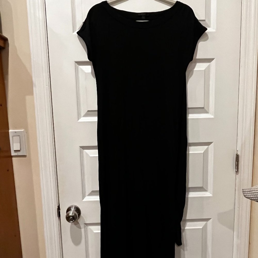 COS black cotton dress with draped "cape" - Picture 2 of 4